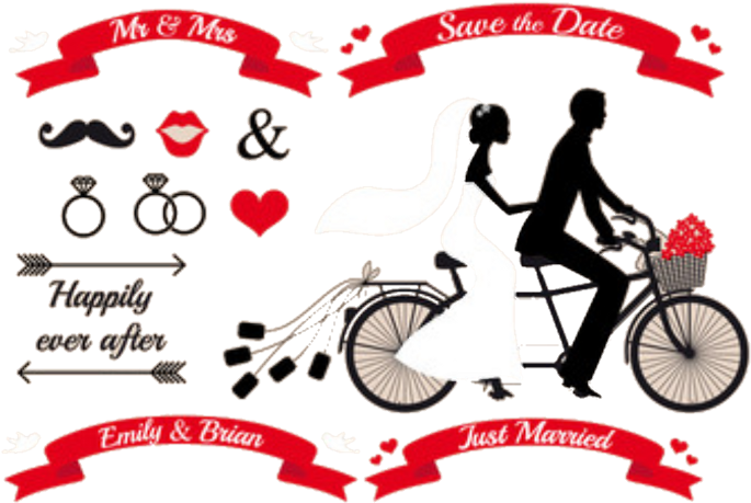 Wedding Invitation Elements Bicycle Couple