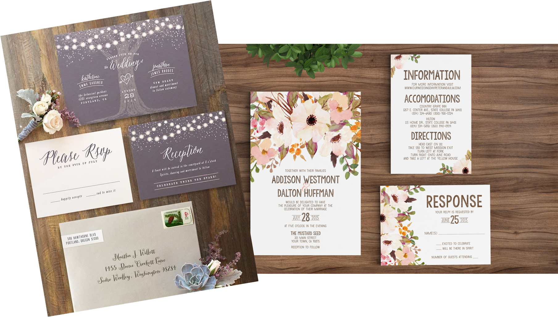 Wedding Invitation Suite Display PNG with transparent background