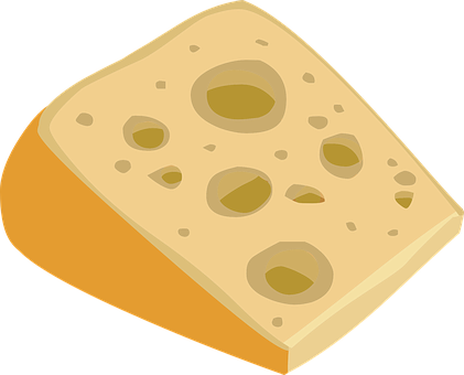 Wedgeof Swiss Cheese Illustration PNG with transparent background