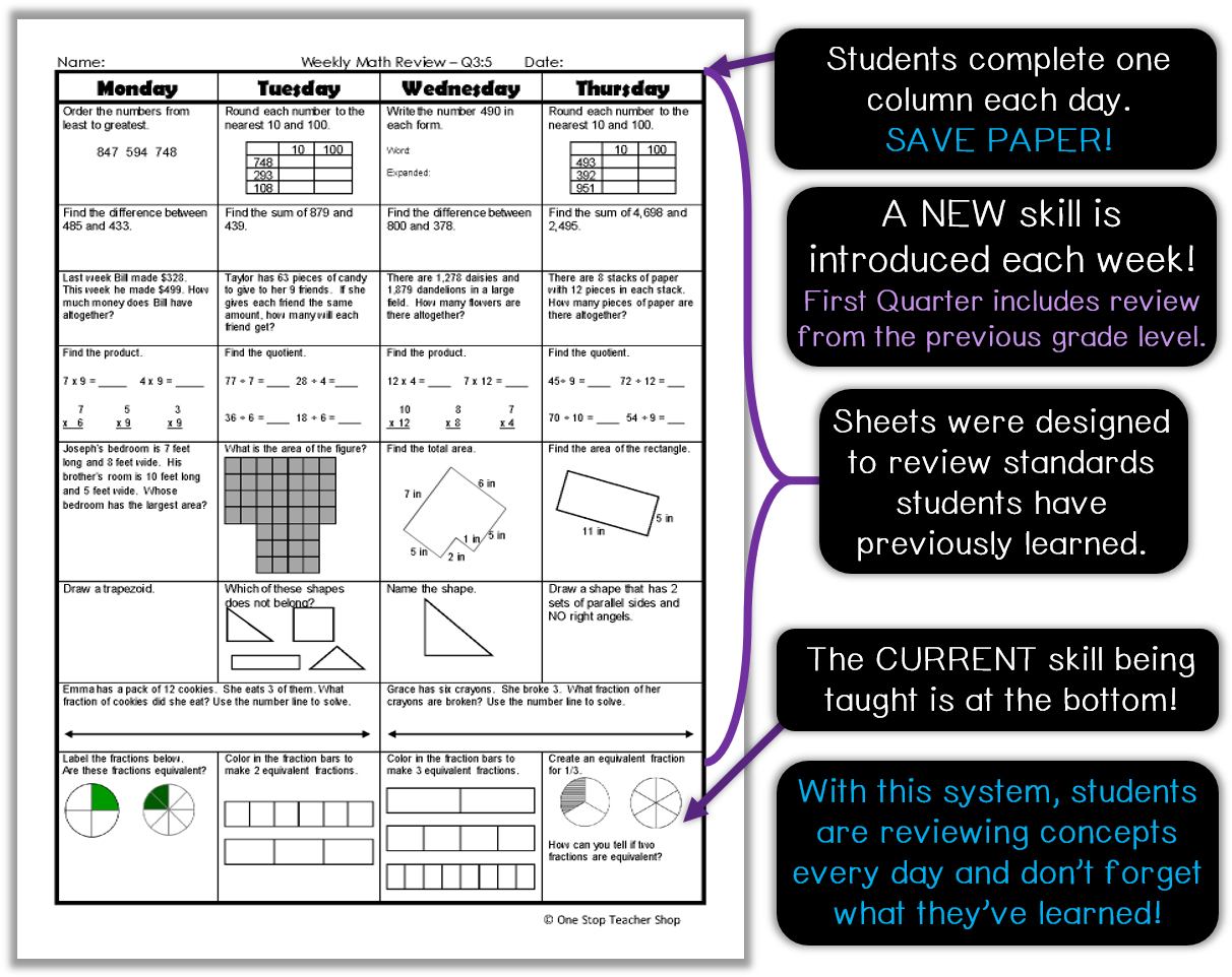 Weekly Math Review Worksheet Q35