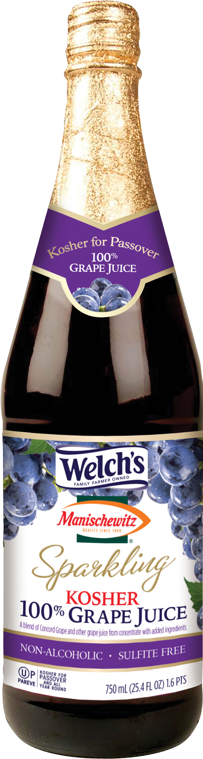 Welchs Kosher Sparkling Grape Juice Bottle