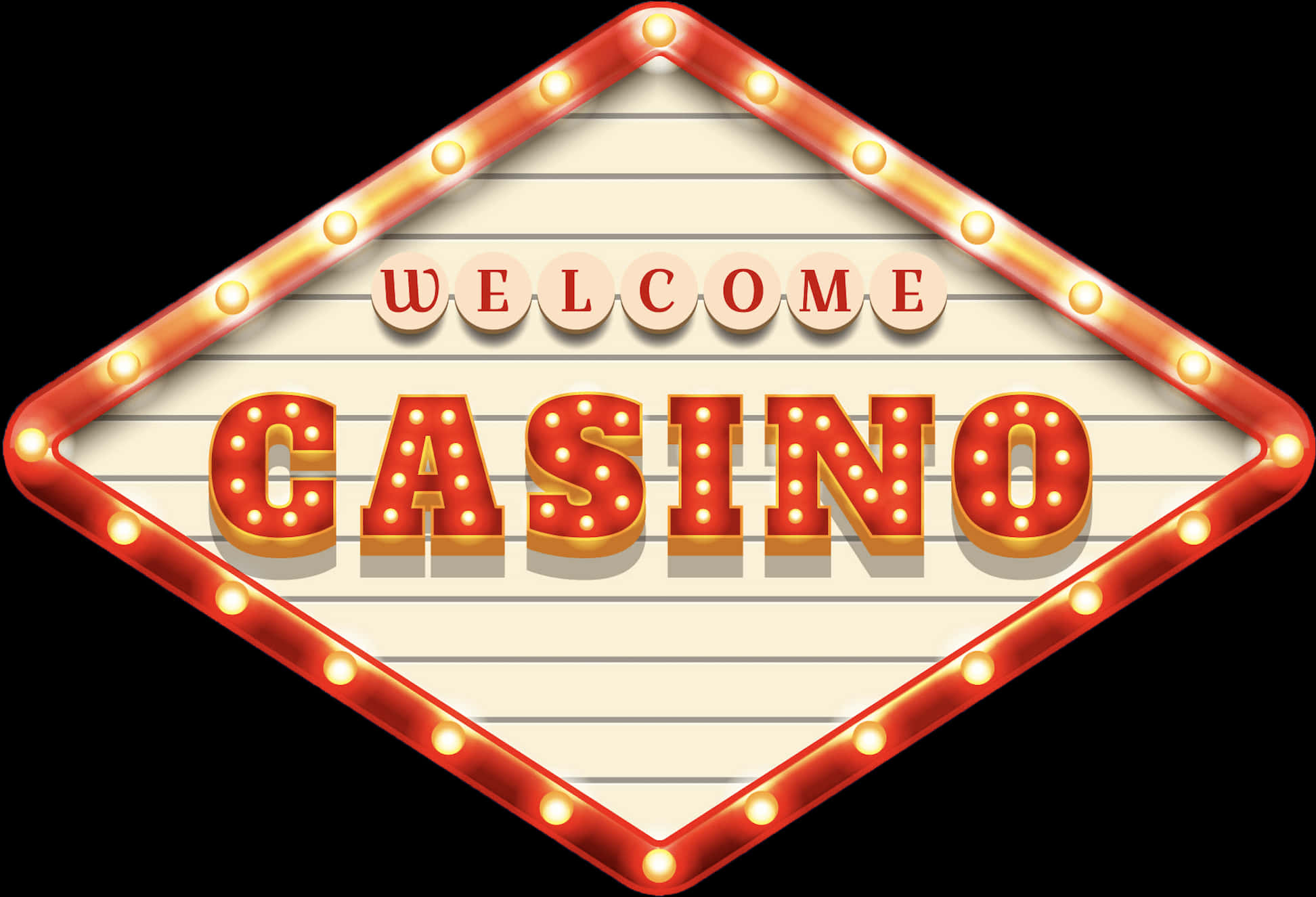 Welcome Casino Sign Illuminated