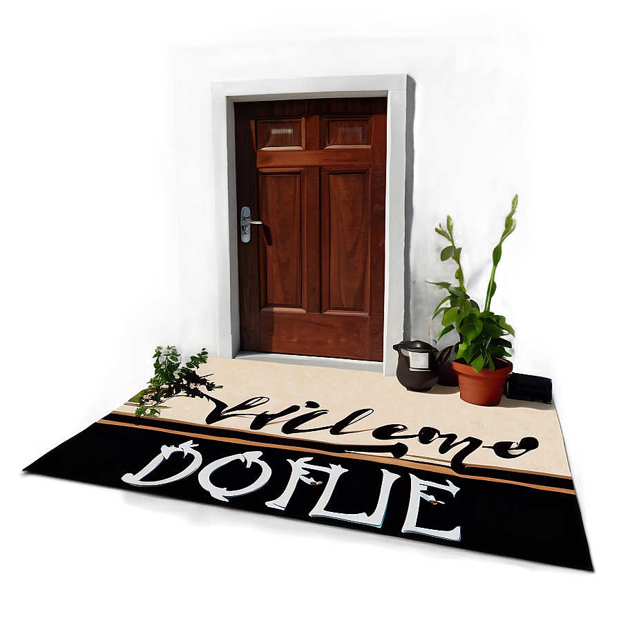 Welcome Door Rug With Coffee Design Png Odi64