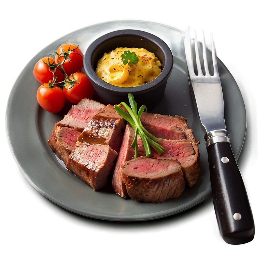 Well-done Steak Meal Png Yhe35