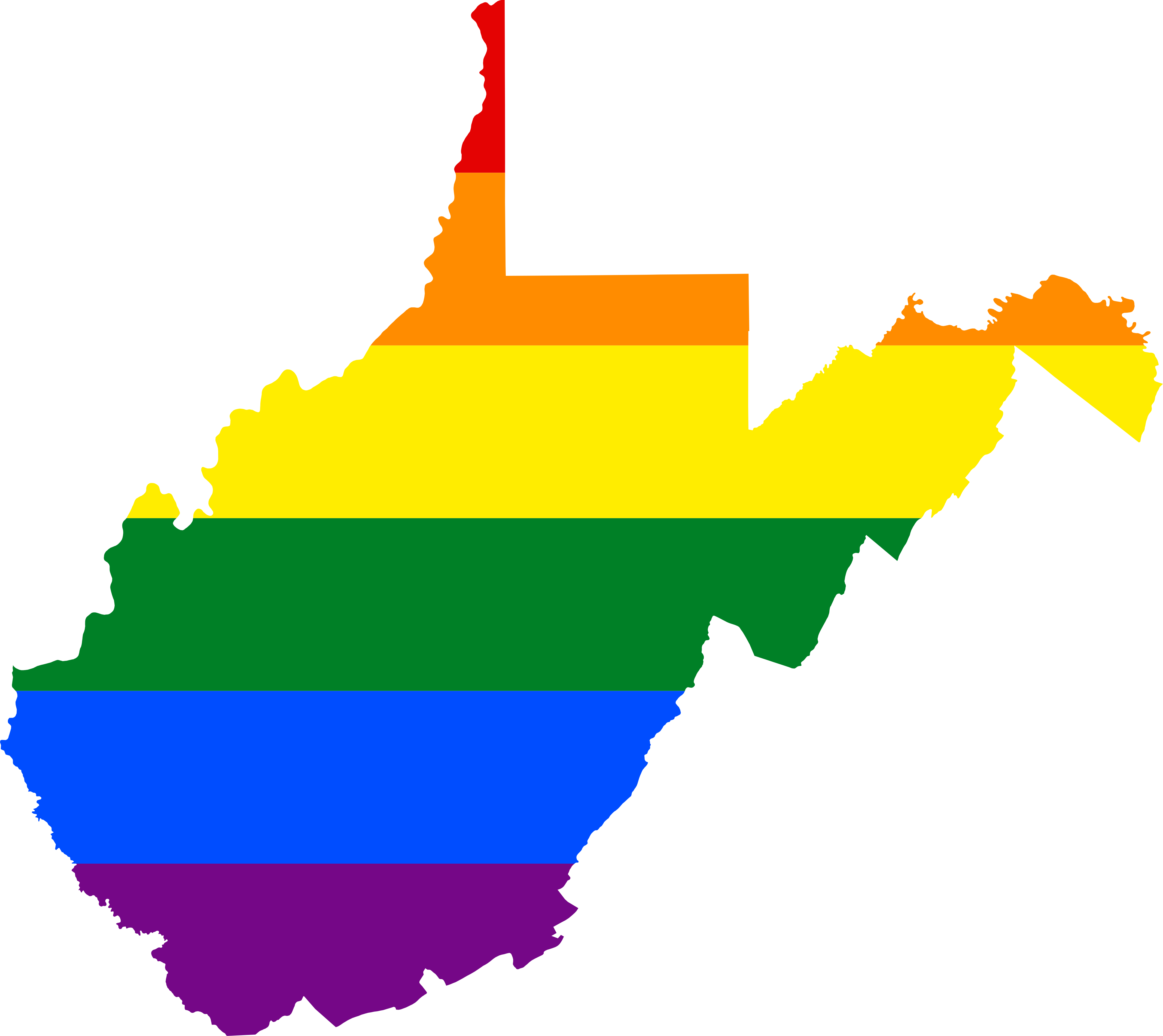 Lgbt Flag Map Of West Virginia - West Virginia State, HD Png Download PNG with transparent background