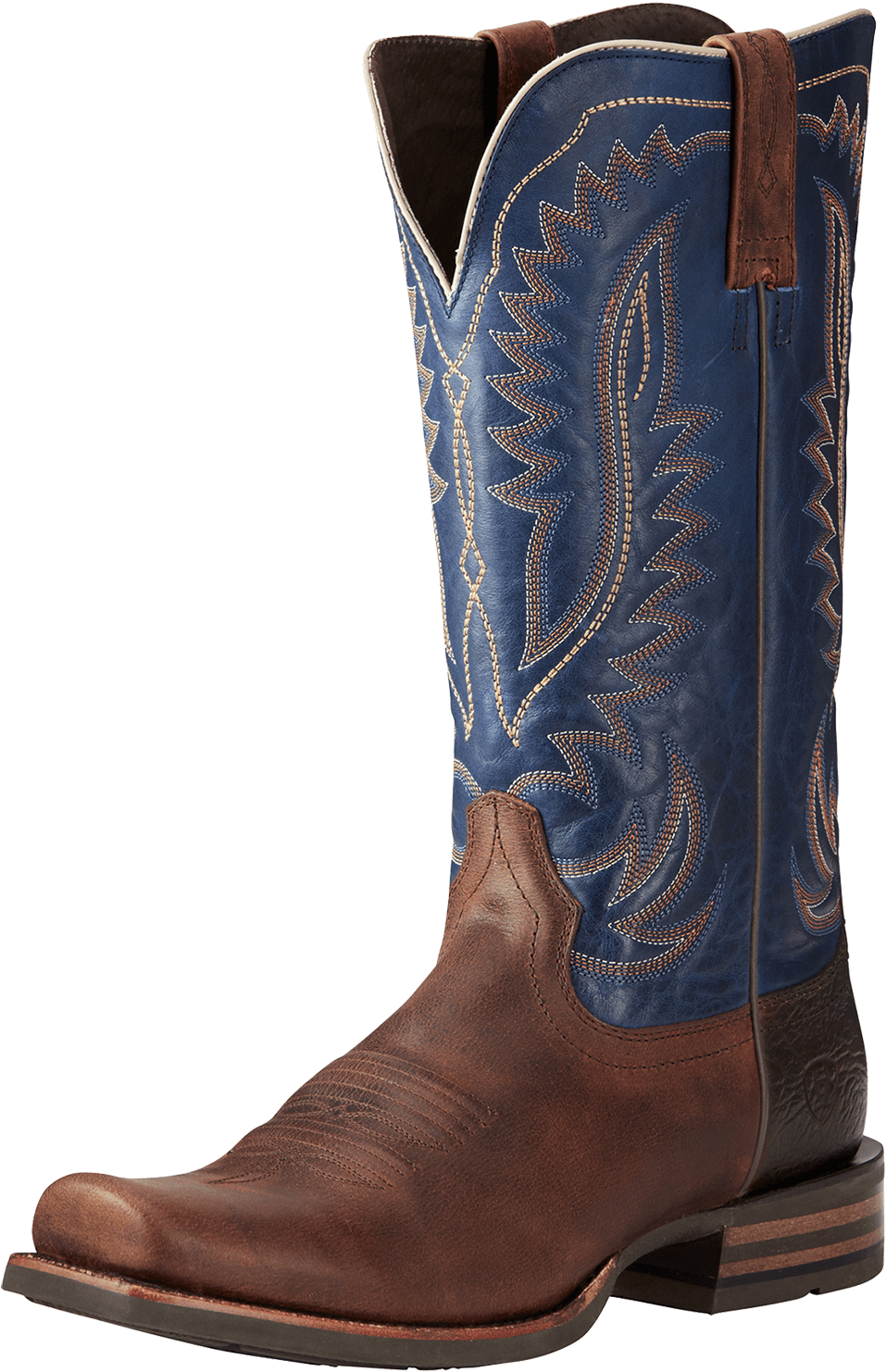 Western Cowboy Boot Blue Brown Leather