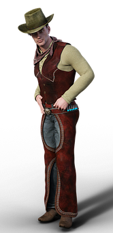 Western Cowboy Character Pose PNG with transparent background