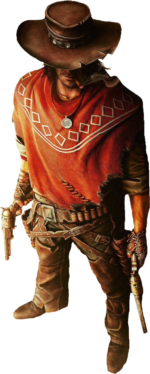 Western Gunslingerin Red Poncho PNG with transparent background