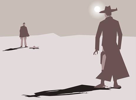 Western  Showdown  Silhouette PNG with transparent background