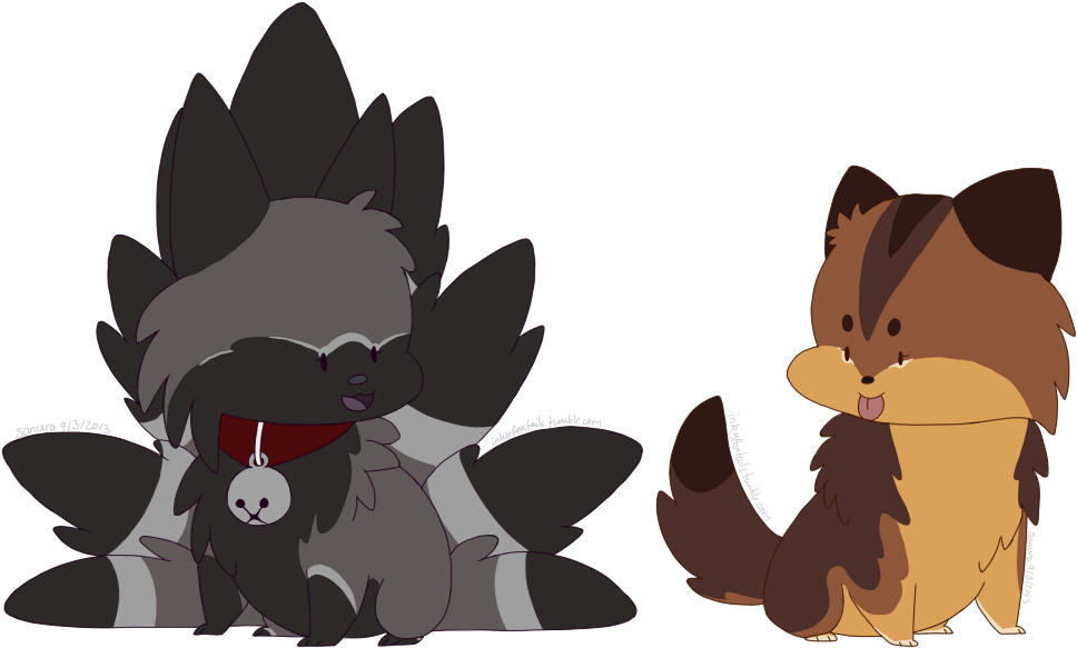 What A Cute Kitsune And Werewolf By Fox-song - Kitsune Werewolf, HD Png Download PNG with transparent background