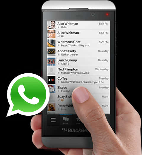 Whats App Chat Interfaceon Smartphone PNG with transparent background