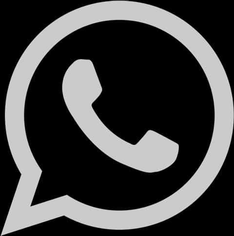 Whats App Logo Blackand White PNG with transparent background