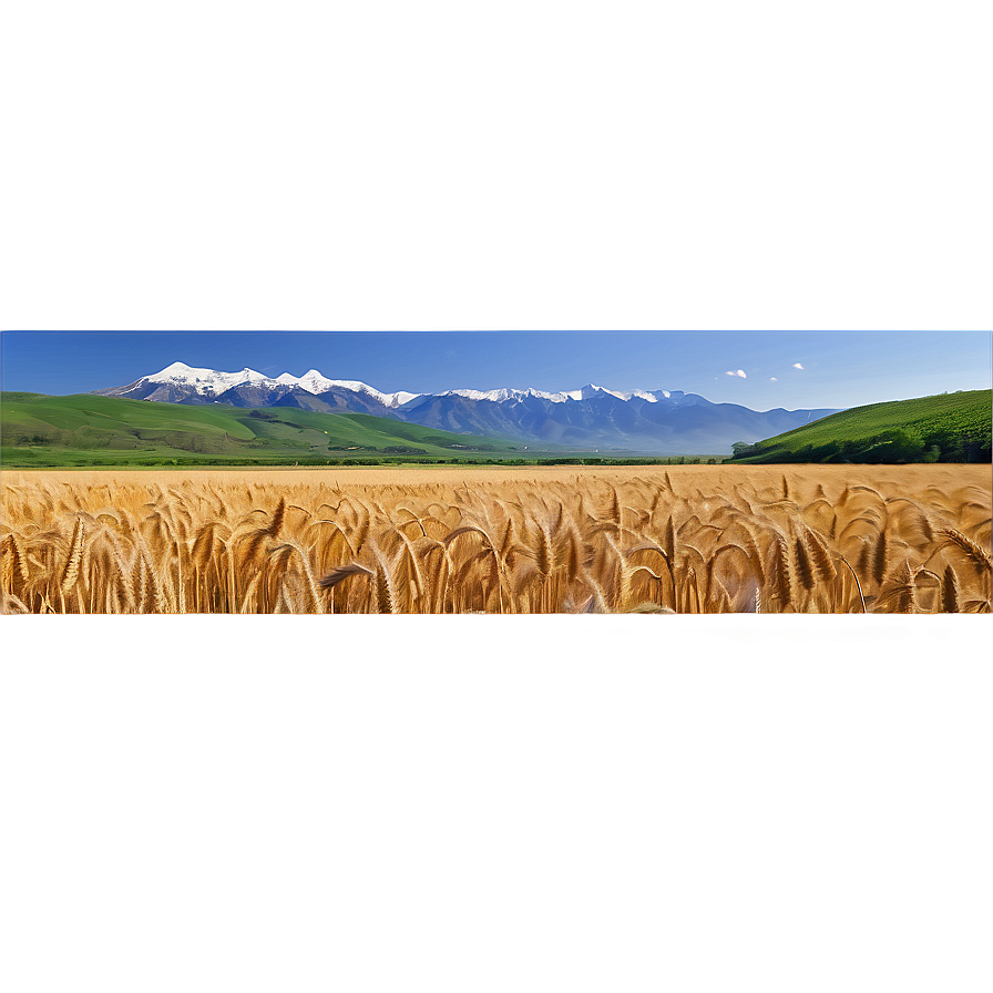 Wheat Field With Mountains Background Png Sdt37