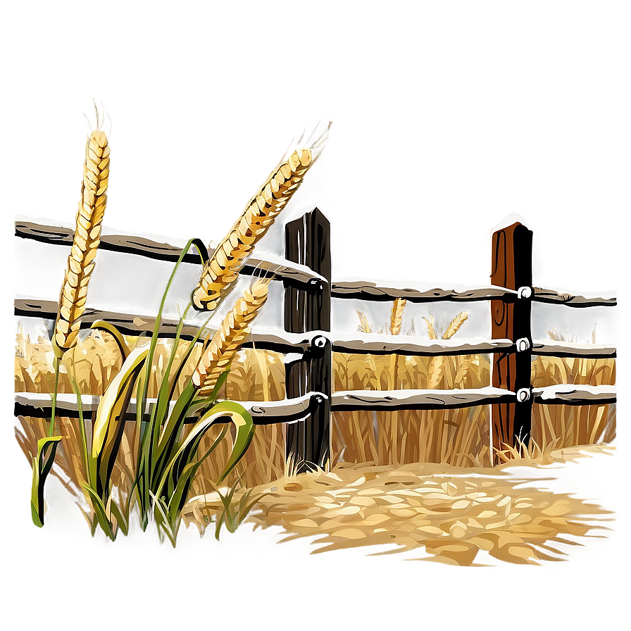 Wheat Field With Wooden Fence Png 06252024