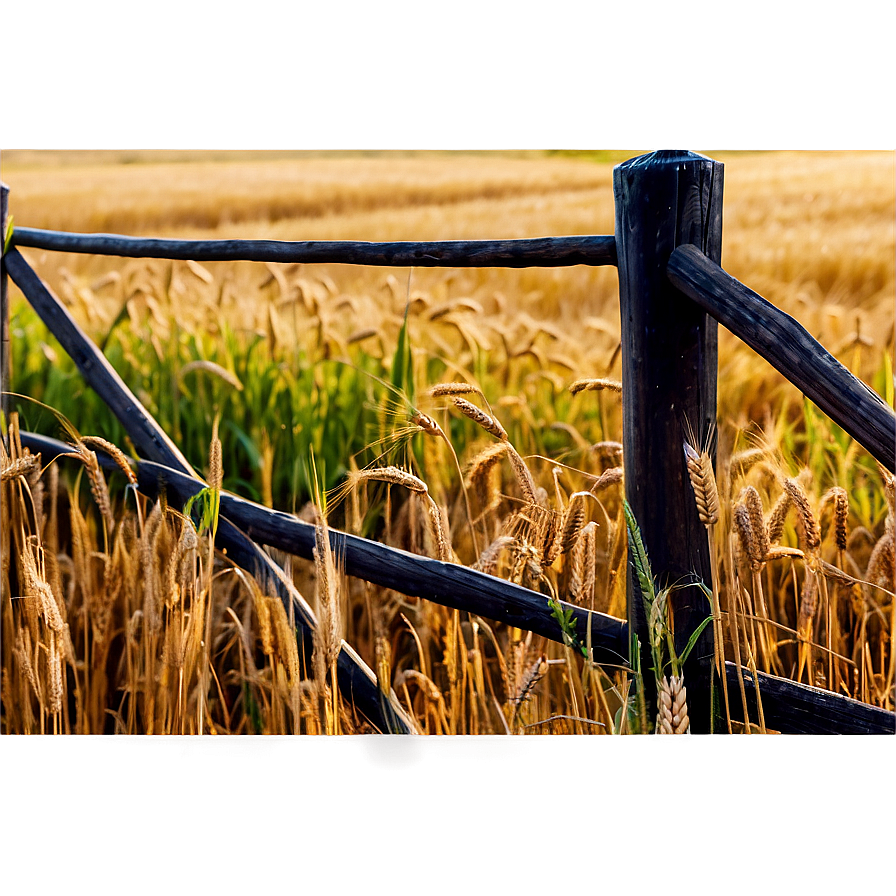 Wheat Field With Wooden Fence Png Pfj