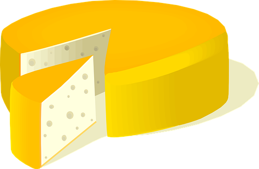 Wheelof Cheese Vector Illustration PNG with transparent background