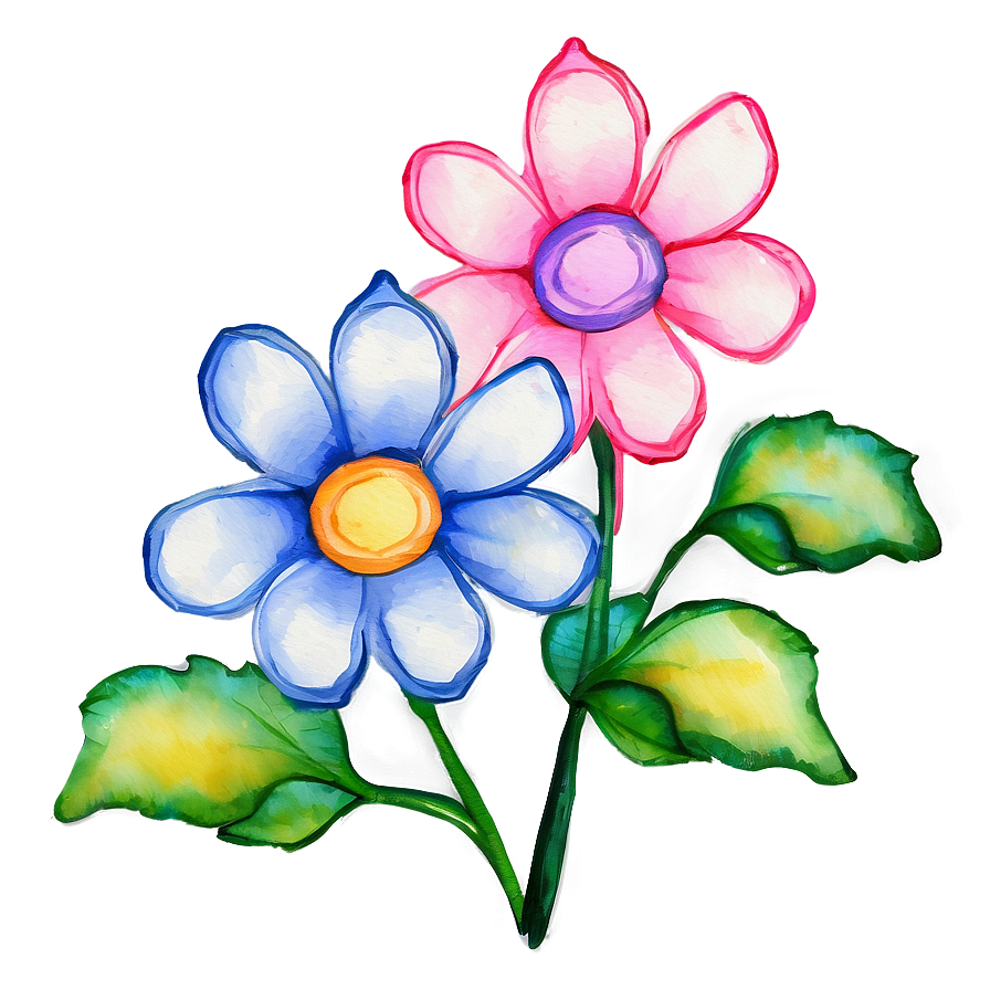 Whimsical Flower Watercolor Png Ijp12