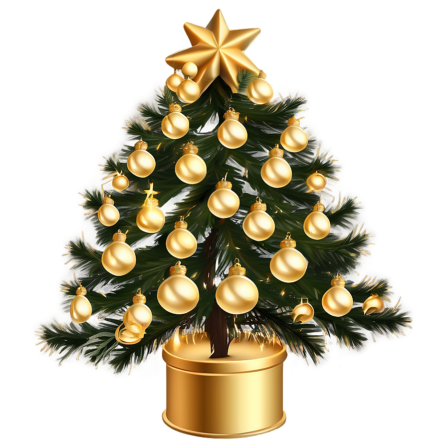 Whimsical Gold Christmas Tree Ideas Png Cvd73