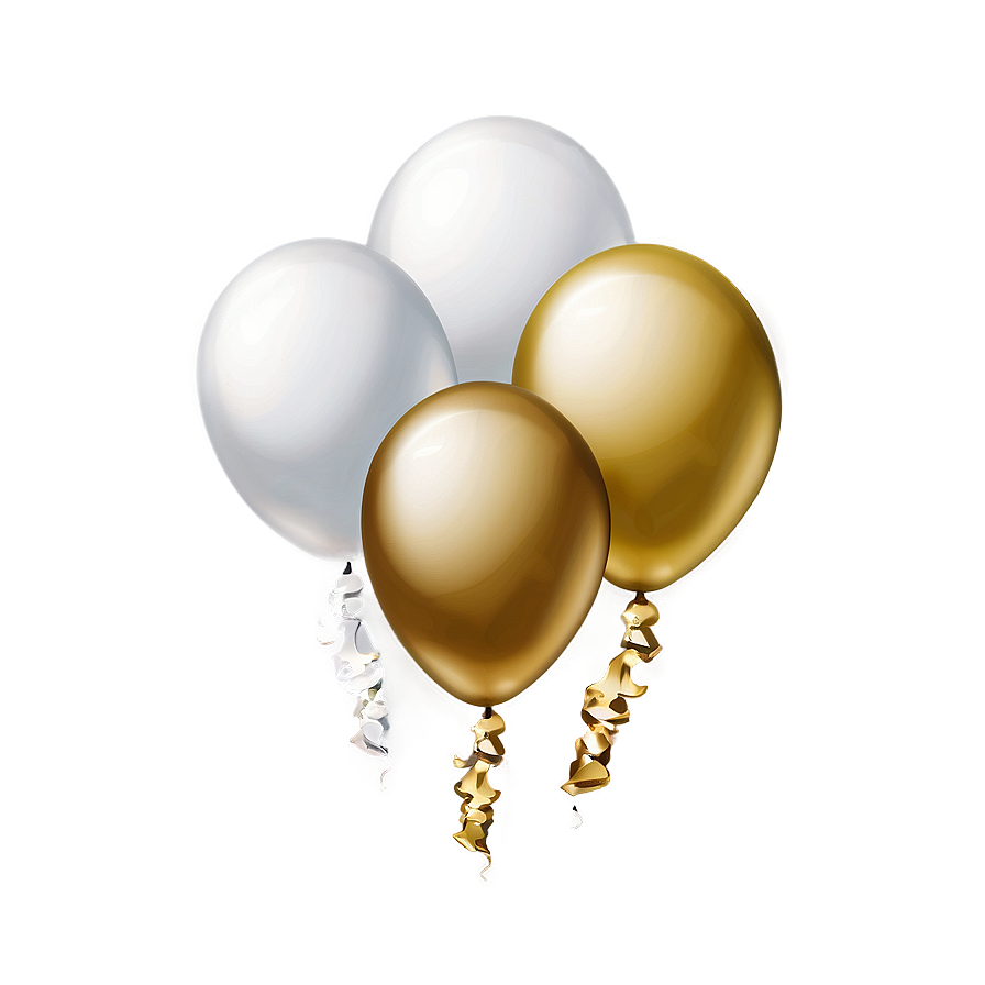 White And Gold Balloons Png 06122024