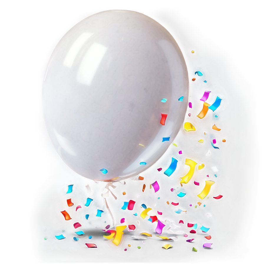 White Balloon With Confetti Png 06212024