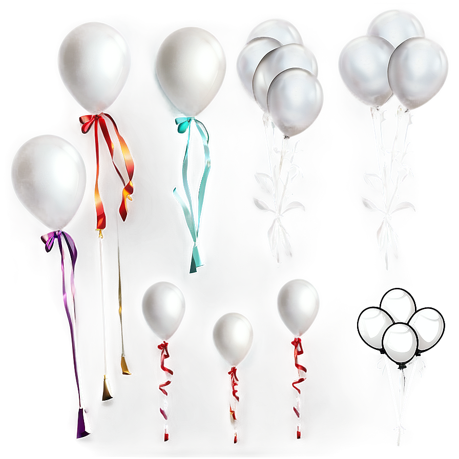 White Balloons Bundle Png 42