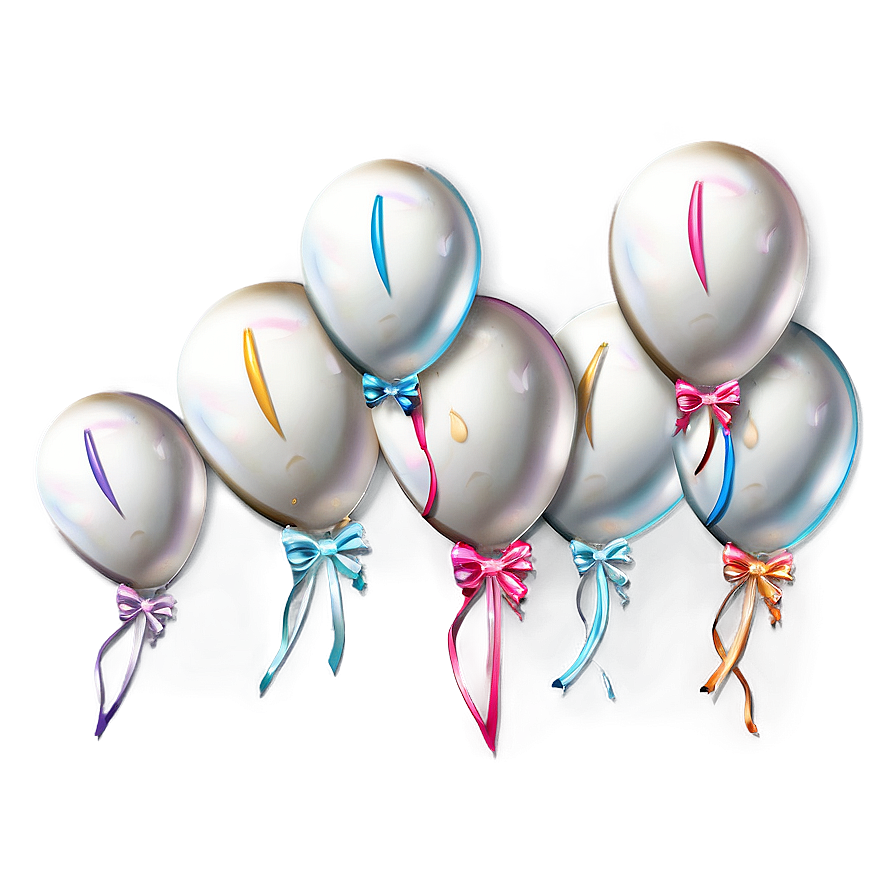 White Balloons With Bows Png Ckh20