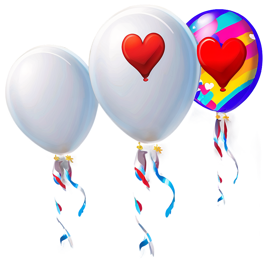 White Balloons With Hearts Png Lkf