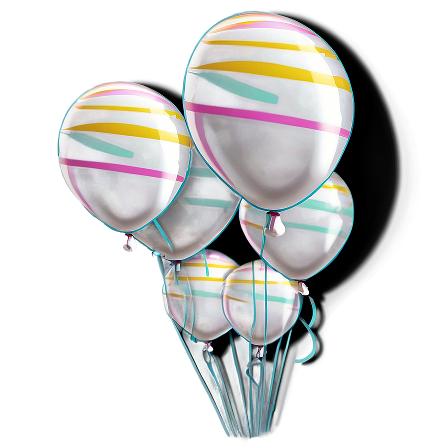 White Balloons With Stripes Png 90