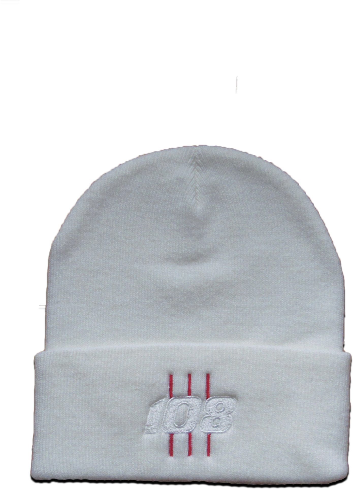 White Beanie108 Embroidery