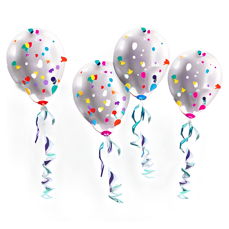 White Birthday Balloons Png 06122024