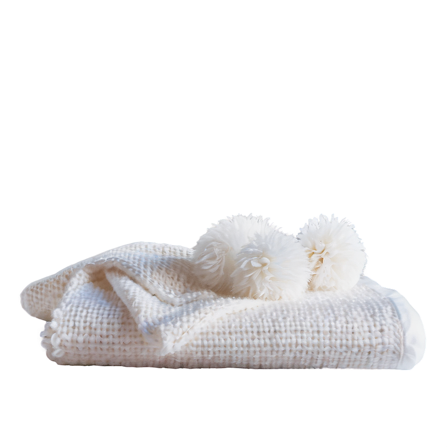 White Blanket With Pom Poms Png Gxw