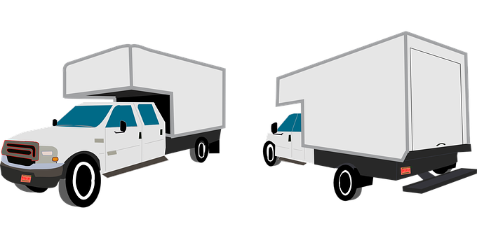 White Box Truck Vector Illustration PNG with transparent background