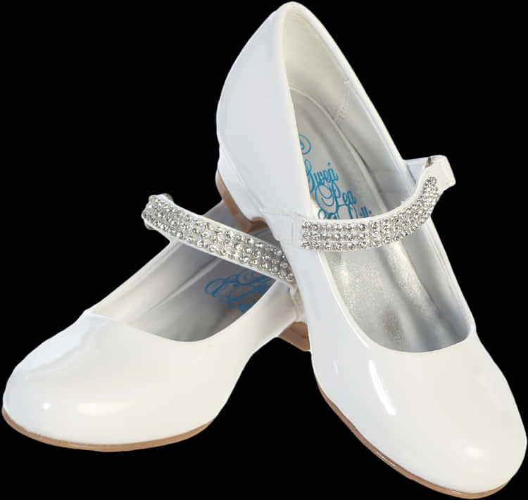 White Bridal Flatswith Rhinestones PNG image with a transparent background, free high-resolution download