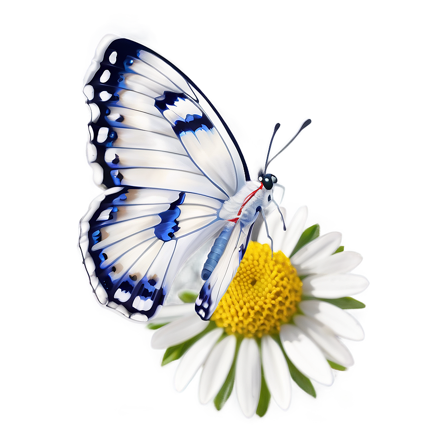 White Butterfly On Flower Png Lpt17