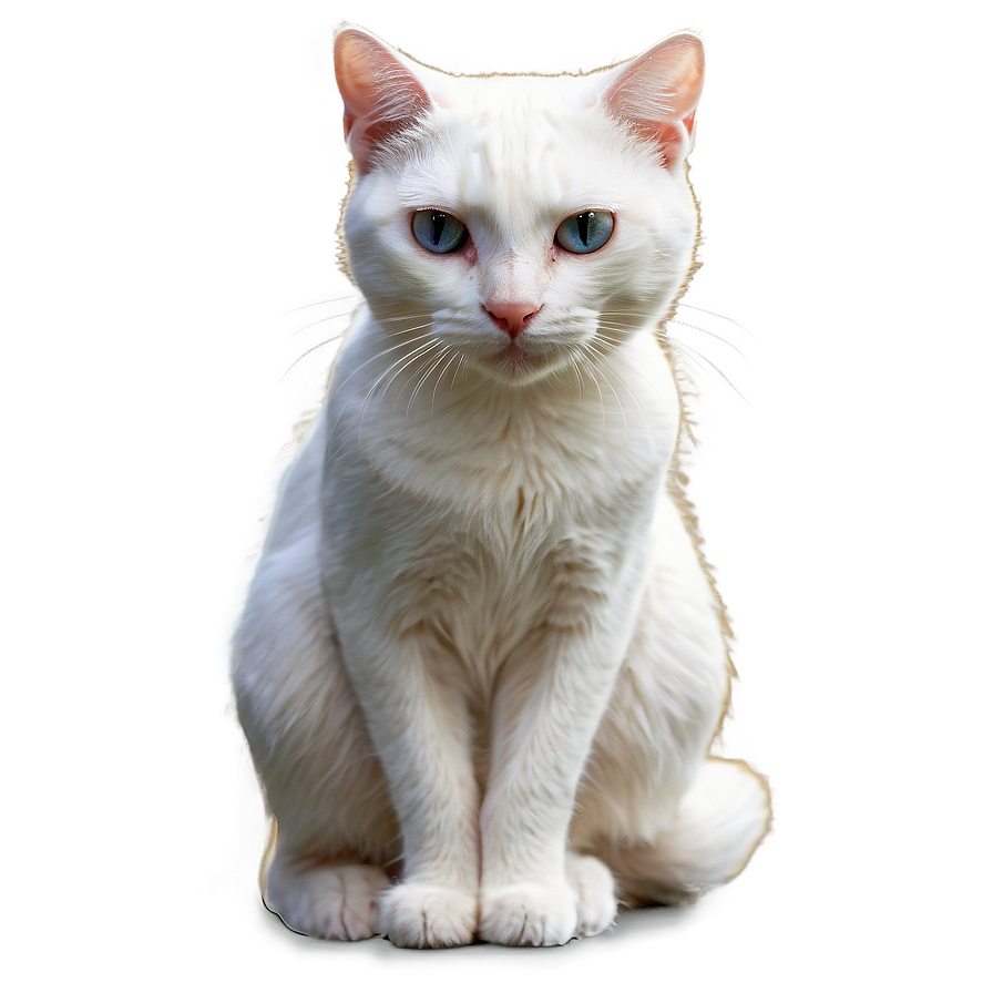 White Cat Illustration Png 06112024