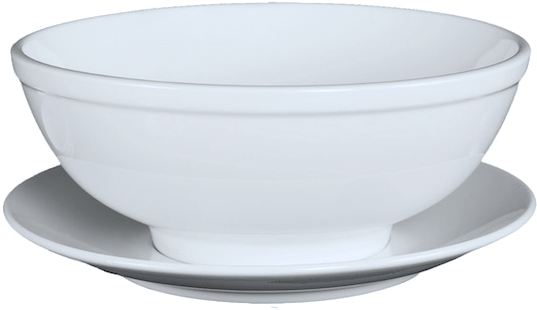 White Ceramic Bowlon Saucer