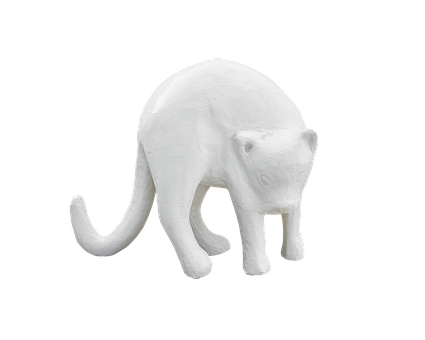 White Ceramic Figurine Cat Bending Over