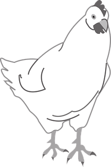 White Chicken Cartoon Illustration PNG with transparent background