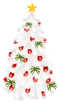 White Christmas Treewith Decorations PNG with transparent background