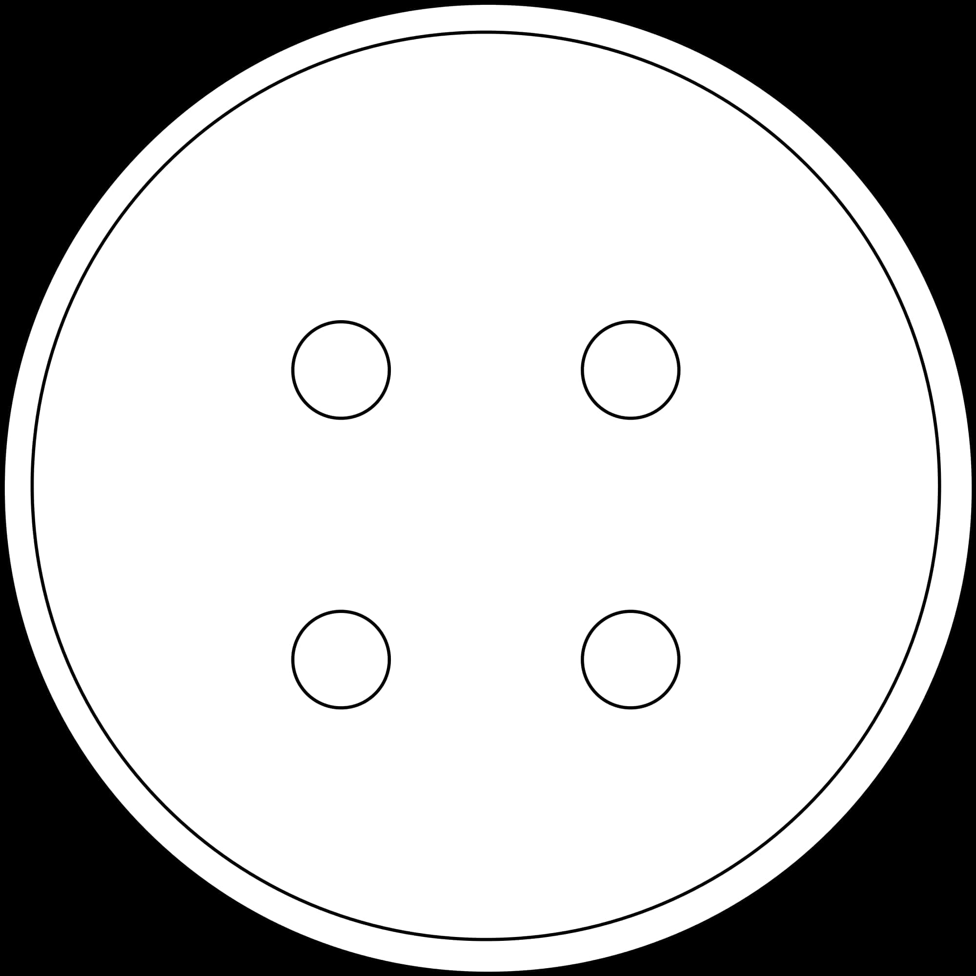 White Circle Black Outline Four Dots PNG with transparent background