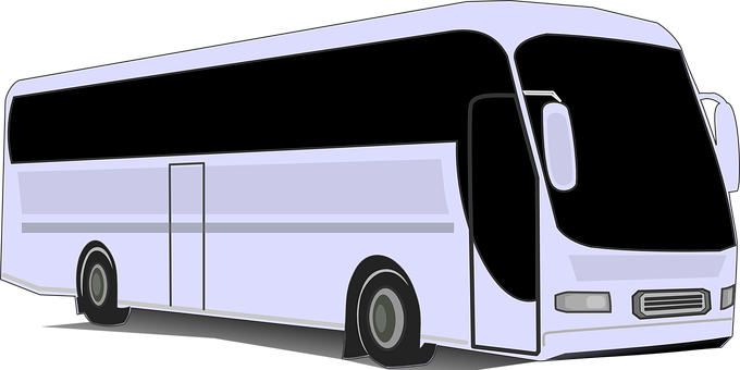 White Coach Bus Vector Illustration PNG with transparent background