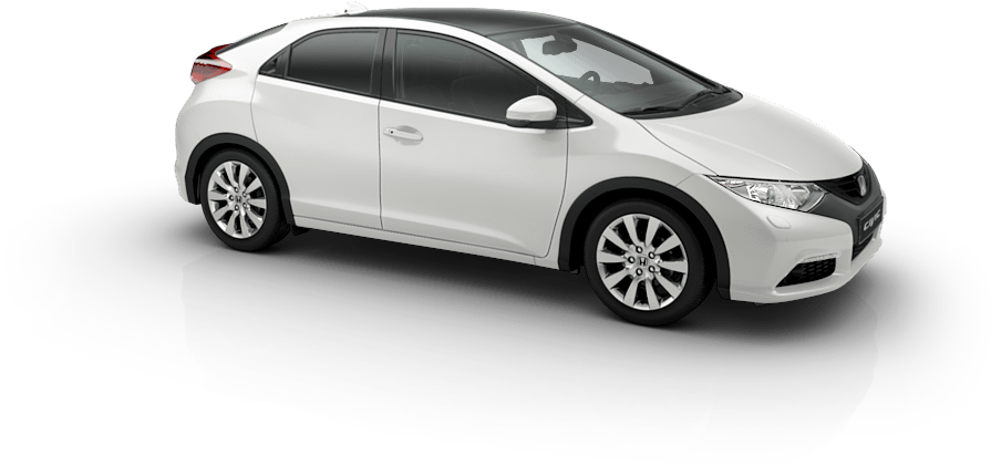 White Compact Car Isolated Background