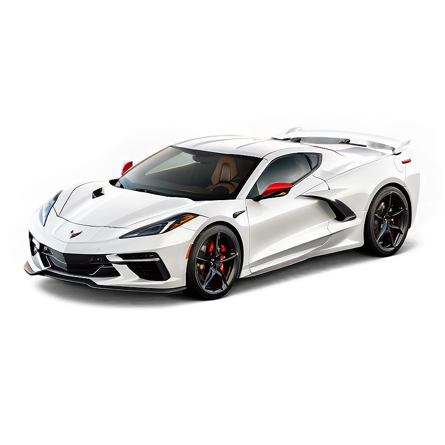 White Corvette C8 Profile View Png 6