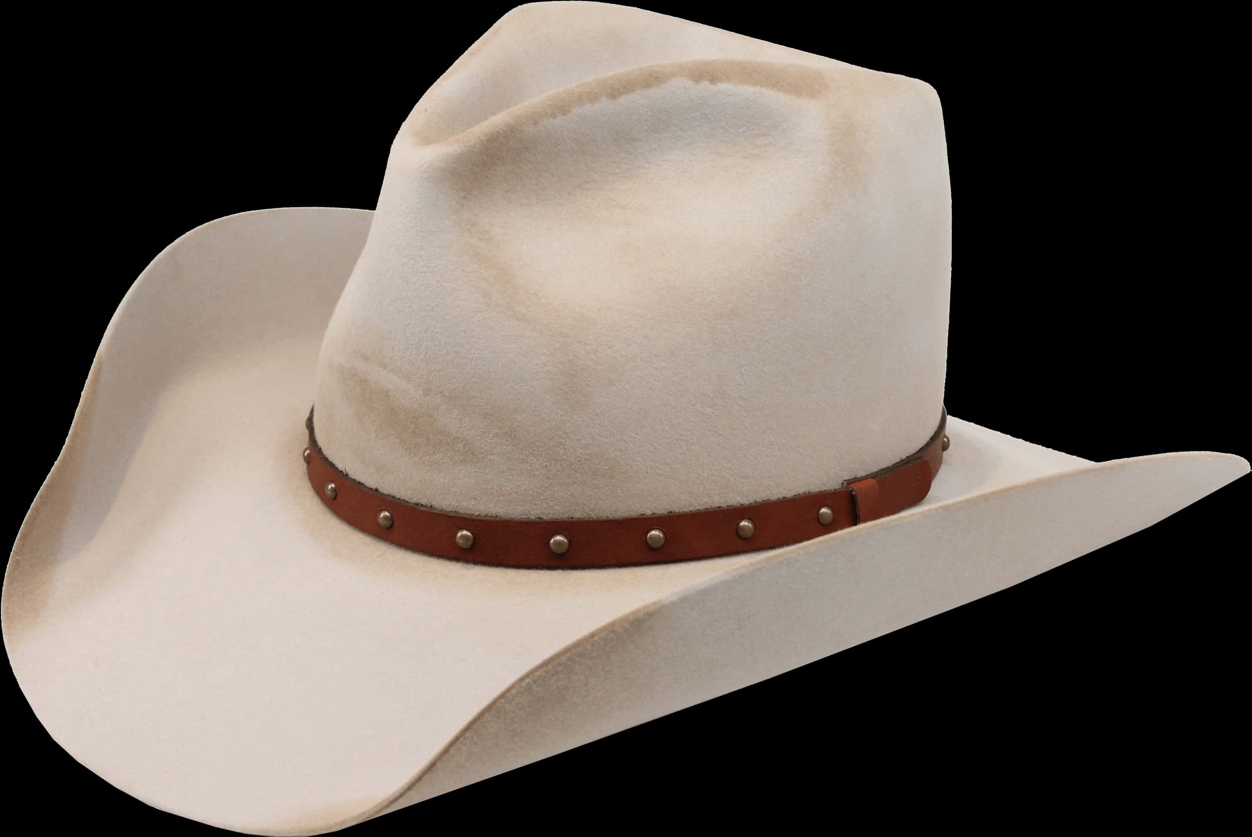 White Cowboy Hat Leather Band PNG with transparent background