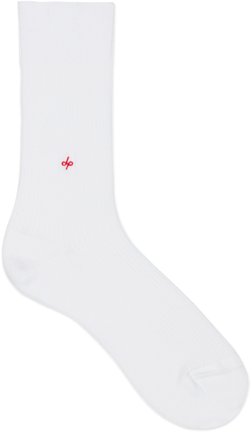 White Crew Sock Red Logo