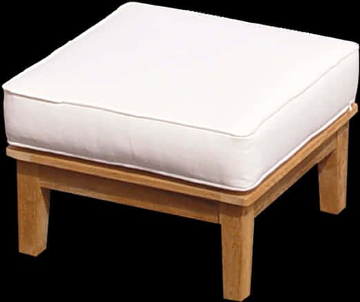White Cushioned Wooden Stool PNG with transparent background