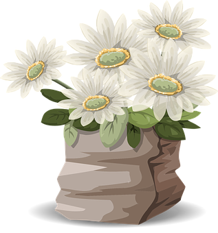 White Daisiesin Brown Bag Illustration