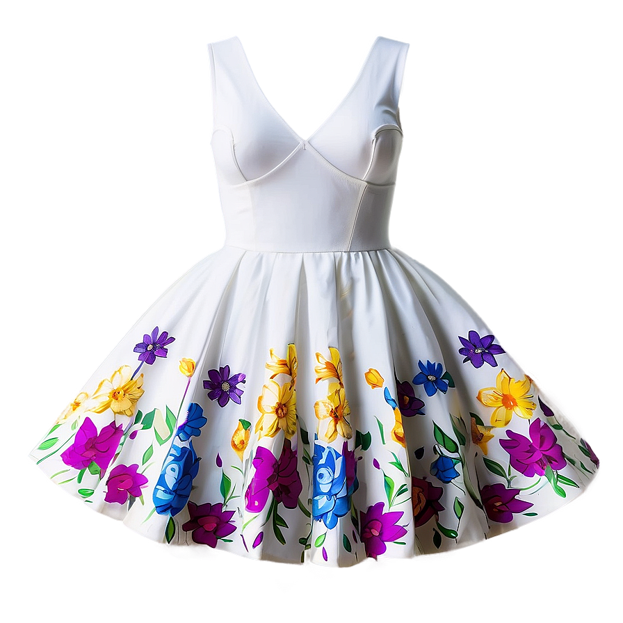 White Dress With Floral Detail Png 22