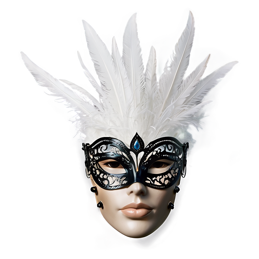 White Feather Mask Png 06272024