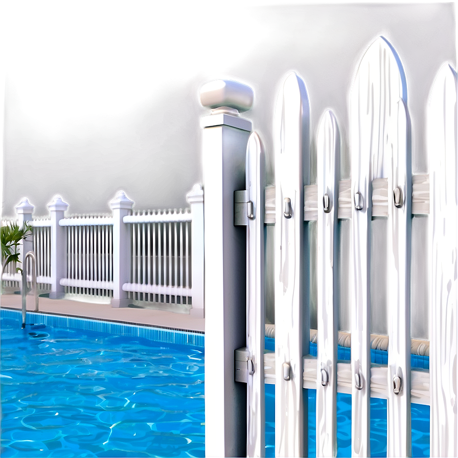 White Fence Around Pool Area Png Khx80